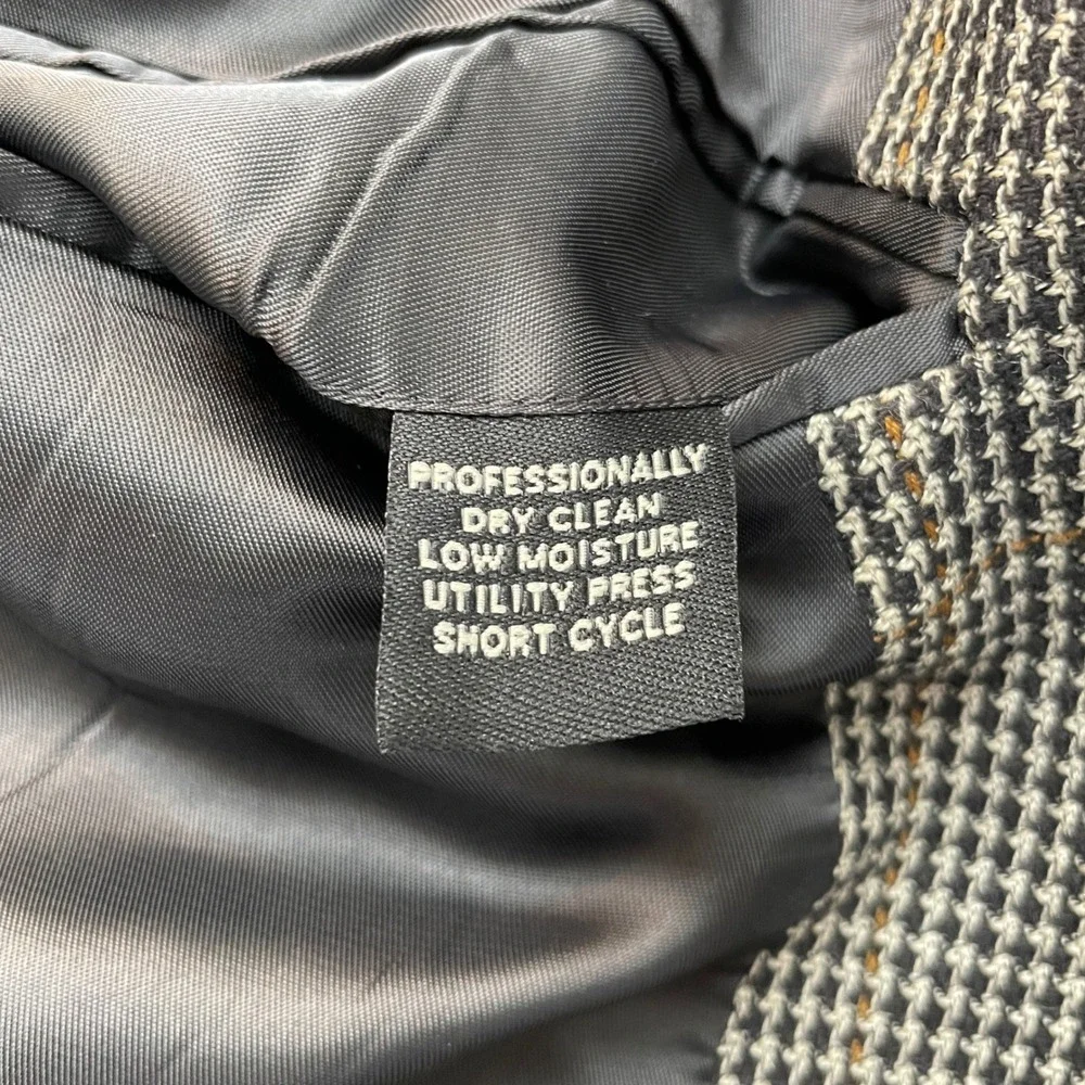Jos. A. Bank Mens 40R Silk Wool Houndstooth‎ Blazer Sport Coat Black White Brown